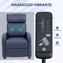 Poltrona Massaggiante Reclinabile 68x88x98 cm con Telecomando e Poggiapiedi in Pelle PU Blu Scuro      