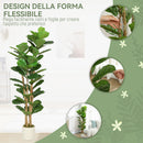 Pianta di Fico Artificiale Verde 50x50x150 cm in PEVA e Legno con Vaso Contenitore in PP e Cemento      