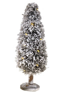 Set 2 Alberi innevati Slim con 20 Led H50 cm Marrone