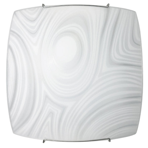 Plafoniera 2xE27 Ganci Cromo Vetro Lastra Bianco Decorato Fantasia E-Energy Martina sconto
