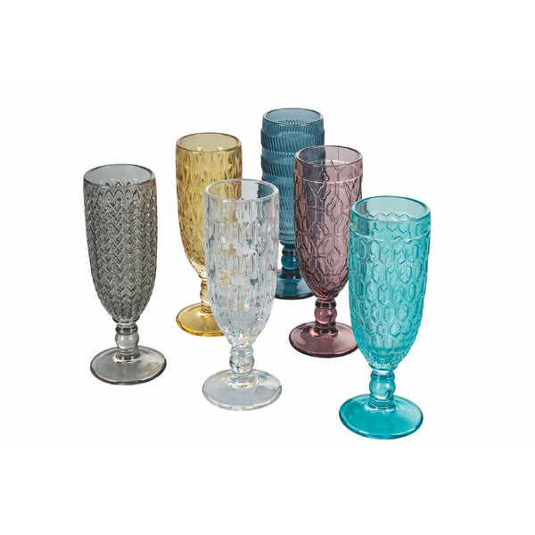 Set 6 Bicchieri da Champagne Geometrie in Vetro VdE Tivoli 1996 6 Colori Differenti prezzo