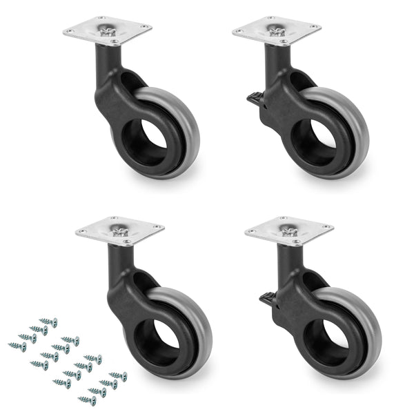 Kit 4 Ruote per Mobili Ø50 mm in Plastica e Acciaio Emuca Grigio sconto