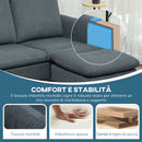 Divano 3 Posti con Poggiapiedi Chaise Longue 196x140x88 cm Effetto Velluto Grigio Carbone  