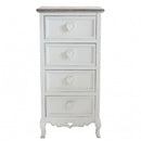 Cassettiera Cuore 4 Cassetti 44x34x90 h cm in Legno di paulownia Bianco