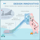 Scivolo per Bambini 18-36 Mesi 133x60x70 cm con Canestro da Basket Rosa e Grigio   