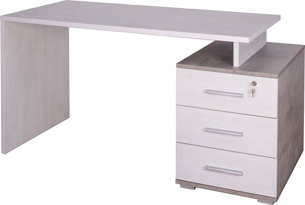 prezzo Scrivania da Ufficio 3 Cassetti 154x76x55 cm Ossido Bianco/Cemento