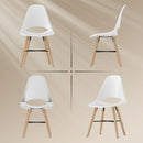 Set 2 Sedie da Pranzo in Stile Nordico con Schienale Curvato in Plastica e Legno Bianco 