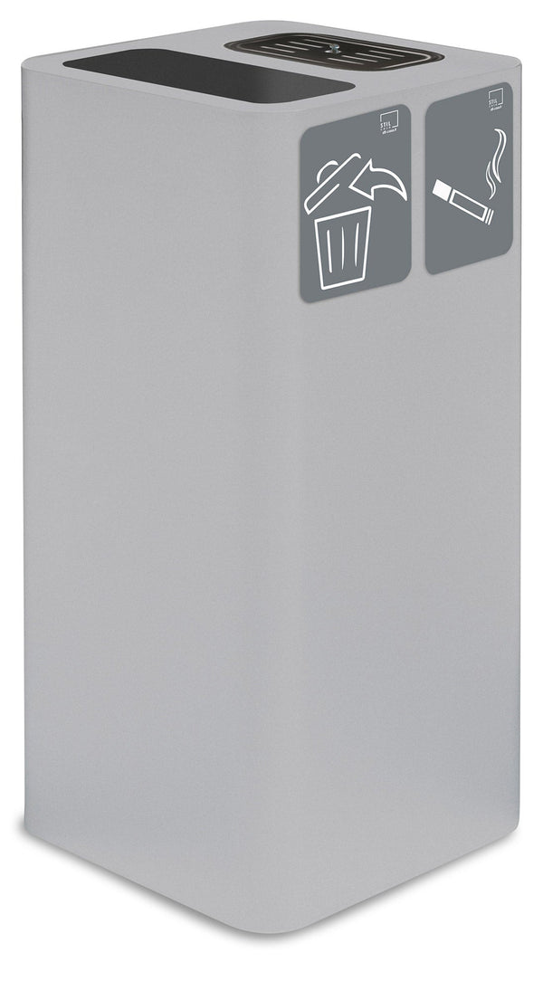 sconto Pattumiera Per Raccolta Rifiuti 38x38xh80 cm In Acciaio Verniciato con Coperchio Basculante Bianco