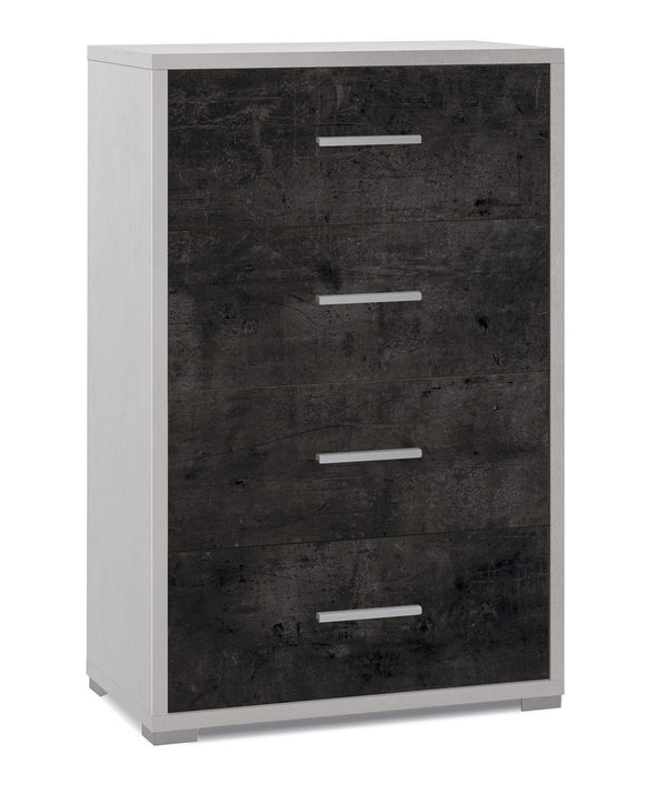 sconto Cassettiera 4 Cassetti 71x110x41 cm Ossido Bianco/Ossido Nero