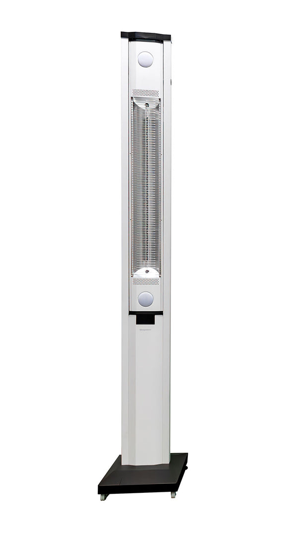 prezzo Stufa Elettrica ad infrarossi da Esterno 50x25x200 cm in Fibra di Carbonio con Luce Led Skyline Bianco Latte