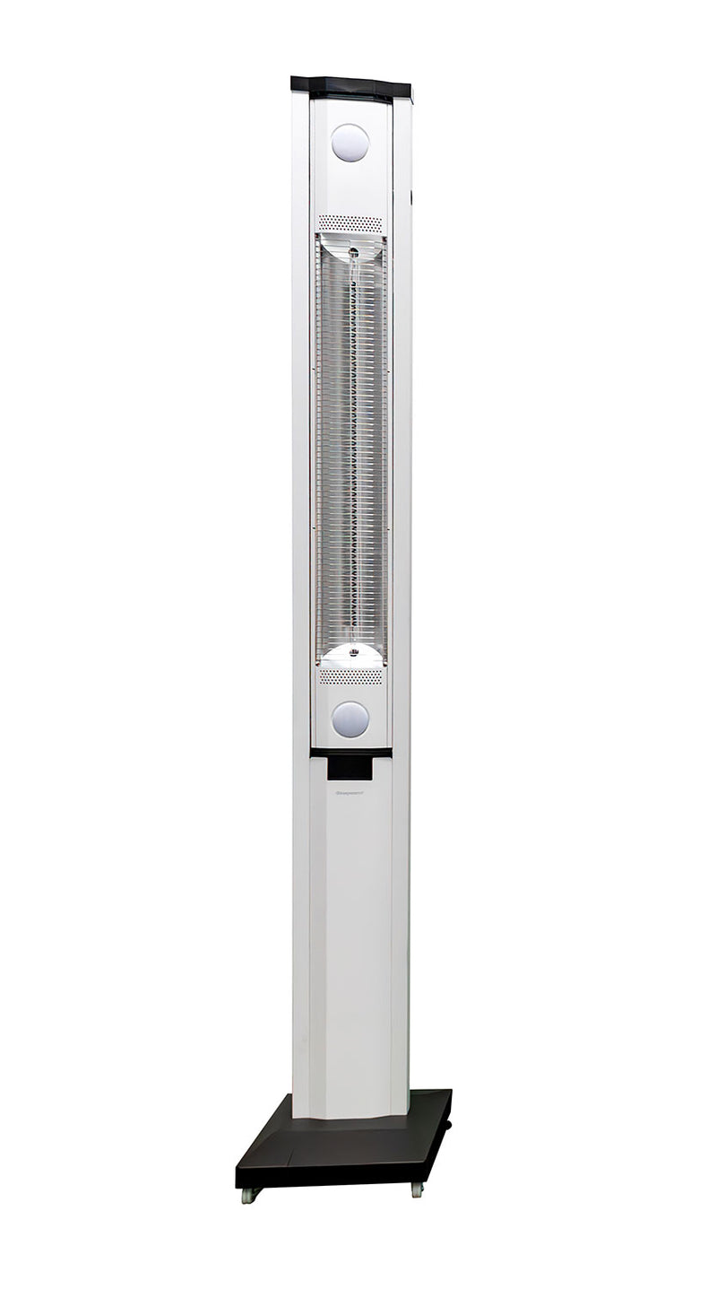 Stufa Elettrica ad infrarossi da Esterno 50x25x200 cm in Fibra di Carbonio con Luce Led Skyline Bianco Latte