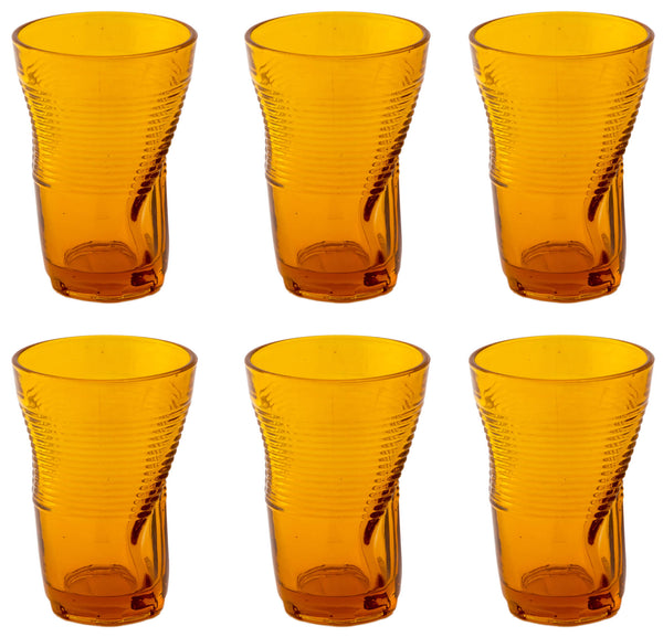 acquista Set 6 Bicchieri Accartocciati 34 cl Ø8 cm in Vetro Pressato Kaleidos Arancioni