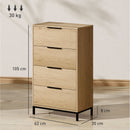 Cassettiera 4 Cassetti Antiribaltamento 62x35x105 cm in Legno e Metallo Marrone scuro   