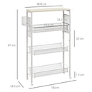 Carrello da Cucina 3 Livelli 58x18,5x87 cm in Truciolato e Acciaio Bianco