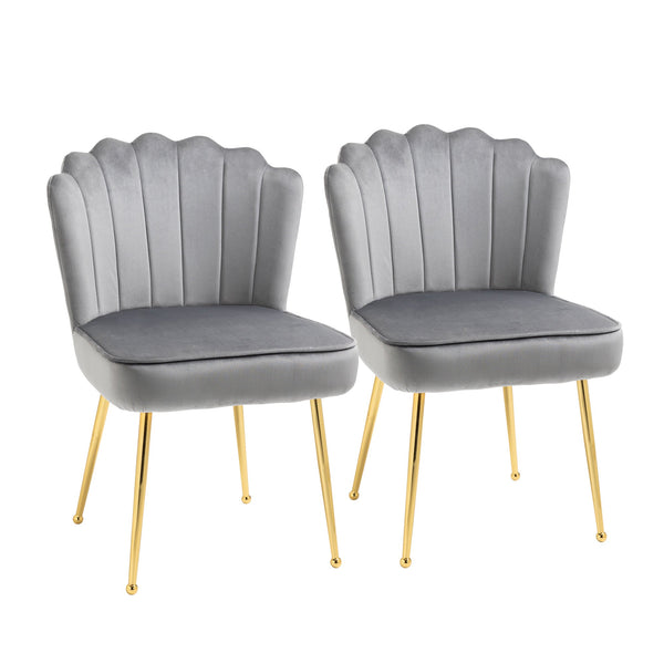 prezzo Set 2 Sedie Imbottite 57x58x88 cm in Tessuto Effetto Velluto Grigio