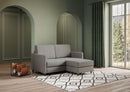 Divano 2 Posti con Pouf 158x145x85 cm Karay in Tessuto Grigio