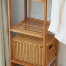 Appendiabiti 90x30x145 cm con Scaffale a 6 Livelli e Barra Attaccapanni in Bambù Legno Naturale      
