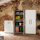 Armadio da Esterno 8 Ripiani 80x45x180H cm in Plastica Keter Groove Multispace Sabbia/Beige