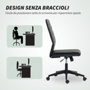Sedia da Ufficio Ergonomica e Regolabile 58x53x97-107 cm con Schienale Ricurvo in Pelle PU e Acciaio Nero      
