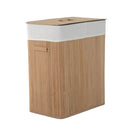 Cesta Portabiancheria 52x32x63 cm in Bambù con Coperchio e Fodera Rimovibile