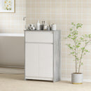 Mobile Bagno Autoportante 60x30x90 cm con Cassetto e Ante Doppie in Legno Grigio e Bianco      