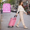 Carrello per la Spesa Zeus Trolley con Rivestimento Termico 35x30x90 cm e Ruote Rosa      