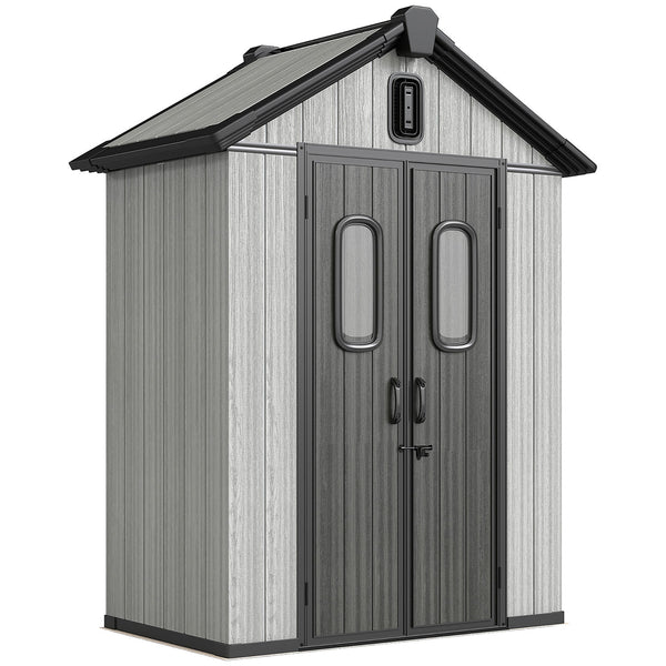 online Capanno Box da Giardino 160x98x217 cm Doppie Porte Bloccabili in Plastica Grigio