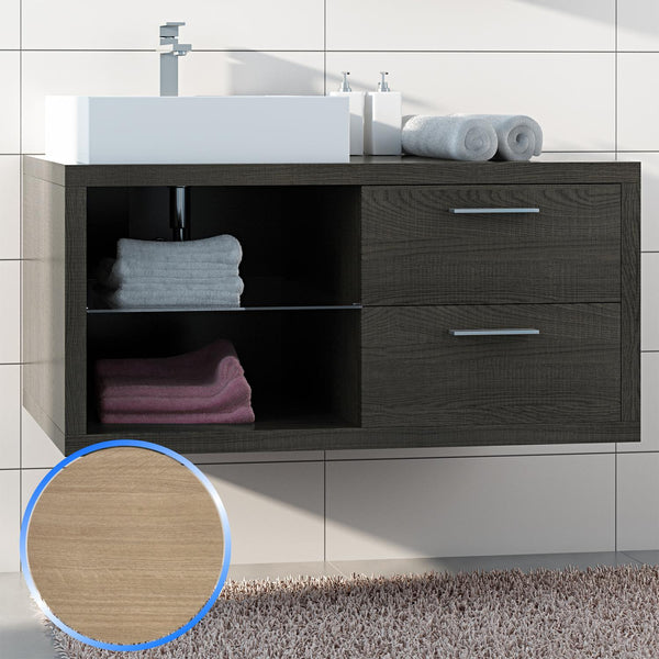 Mobile da Bagno Sospeso in Legno Rovere Chiaro 100cm Fosterberg Nantes 2 acquista