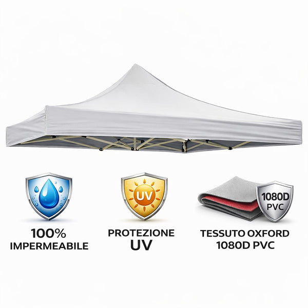 acquista Tetto di Ricambio Impermeabile per Gazebo 2x2 m Market in Tessuto Oxford Bianco