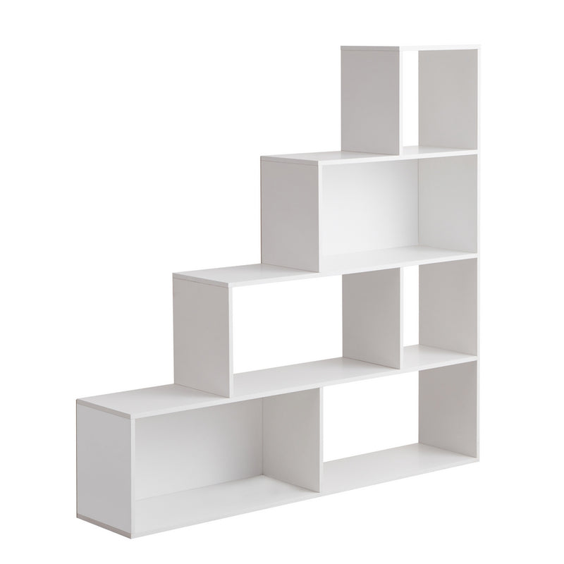Libreria a scala 145x145x29 cm in legno bianco opaco