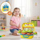 Valigetta Cucina Giocattolo Bambini con Fornello 20 Accessori Gioco e Tracolla