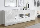 Mobile Buffet 2 Ante 4 Cassetti 240x42x84 cm in Legno TFT Praga Bianco Lucido