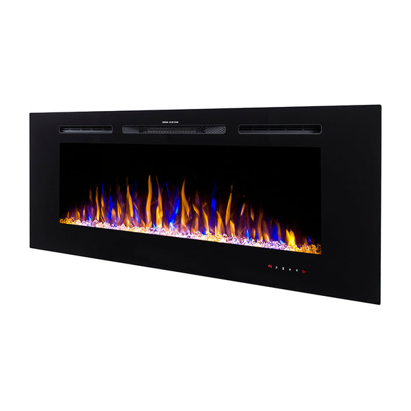 prezzo Camino Elettrico da Incasso 54,4x152x14 cm Effetto Fiamma 1500W Hefest Nero