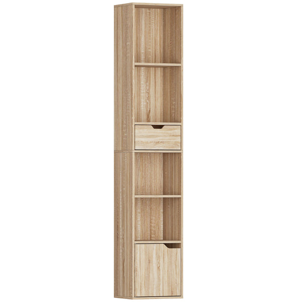 Scaffale Libreria 30x24x158 cm a 4 Ripiani Aperti con Armadietto e Cassetto Color Legno online
