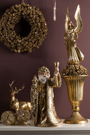 Set 2 Statuine Renne 22 cm in Resina Oro