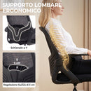 Sedia da Ufficio Ergonomica 65x59x104-124 cm con Supporto Lombare Poggiapiedi e Braccioli Ribaltabili Nera      