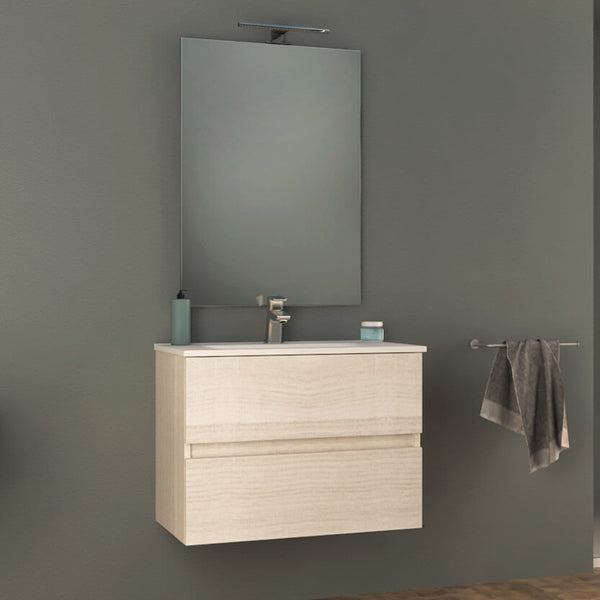 Mobile Bagno Sospeso 74 cm Lavabo e Specchio Tavassi Giove Rovere Bianco prezzo