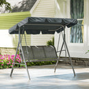 Dondolo da Giardino a 3 Posti 171x108x154 cm con Tetto Parasole Rimovibile in Metallo Grigio scuro      
