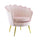 Poltrona Imbottita Schienale a Conchiglia in Velluto Piedi Oro Rosa