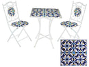 Set Tavolo e 2 Sedie da Giardino con Mosaico in Metallo Sorrento