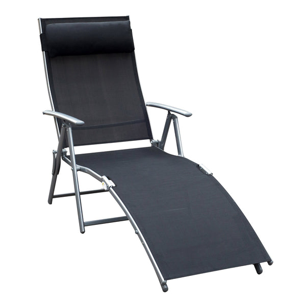 online Sdraio Prendisole Relax Reclinabile Pieghevole in Metallo 137x63.5x100.5 cm Nero