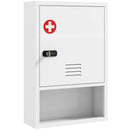 Armadietto Porta Medicinali da Parete 40x15x60 cm a 3 Ripiani con Chiave Anta Ventilata e Vani Portaoggetti in Acciaio Laminato Bianco      