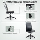 Sedia da Ufficio Ergonomica e Regolabile 58x53x97-107 cm con Schienale Ricurvo in Pelle PU e Acciaio Nero      