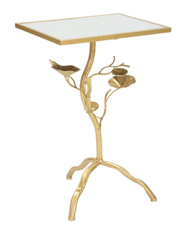 Tavolino Tisty 40x60x30 cm in Ferro e MDF Oro sconto