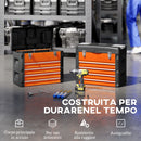 Cassetta Porta Attrezzi 49,7x25,3x40,7 cm con 4 Cassetti e Scomparto Superiore in Acciaio e Plastica Arancione e Nero      