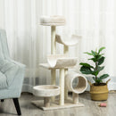 Albero Tiragraffi con Cucce e Tunnel multi-livello Beige 50x40x105 cm 