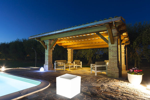 sconto Pouf da Giardino Luminosto 50x50 cm con Cuscino in Resina Arkema Iris Comfort SL