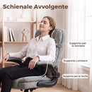 Sedia Ufficio Girevole 70x67x99-108 cm con Braccioli Ribaltabili Altezza Regolabile e Dondolo in Tessuto Effetto Lino Grigio      