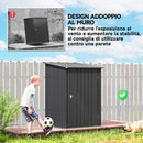 Casetta da Giardino Porta Attrezzi 100x104x160 cm con Porta in Acciaio Galvanizzato Grigio Scuro      