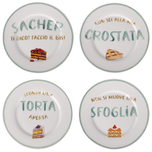 Set 4 Piattini Dolce Ø19x1,5 cm in New Bone China VdE Tivoli 1996 Le Travisate Bianco sconto